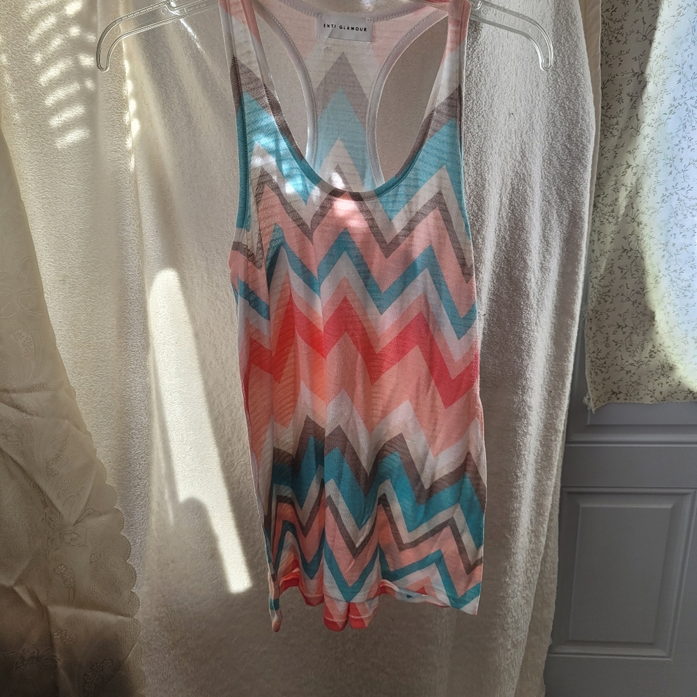 (1019) Enti Glamour, Size S. Soft Racer back Tank Top, Pre loved